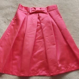 Neon Pink Satin Midi Skirt from Paris